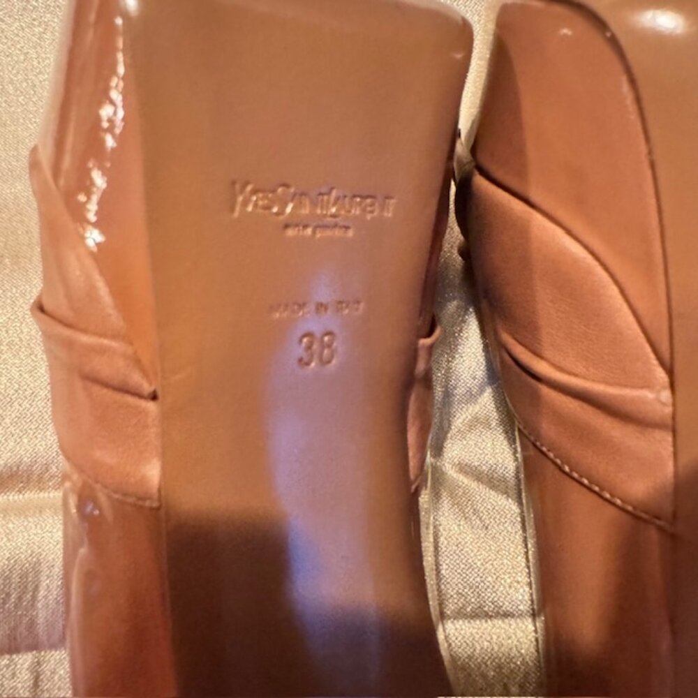 Yves Saint Laurent Palais B Light Clay Platform Heel - Size 38 -LIKE NEW - Picture 10 of 16